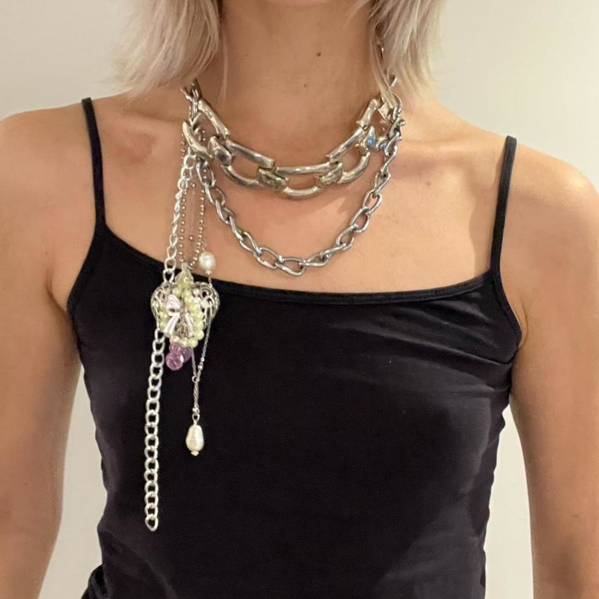 Chunky Silver Chain Necklace — handmade statement jewellery, Baby Toefu