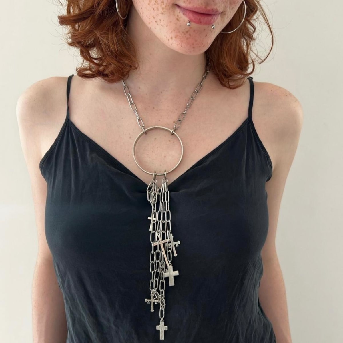 Dangly Silver Chain Necklace — handmade statement jewellery, Baby Toefu