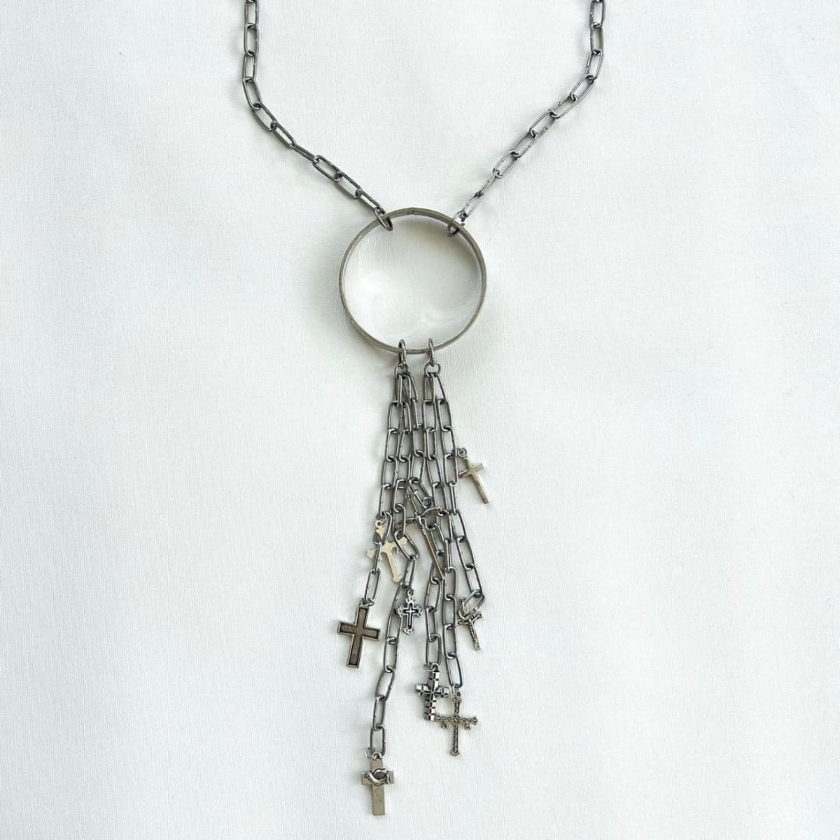Dangly Silver Chain Necklace — handmade statement jewellery, Baby Toefu